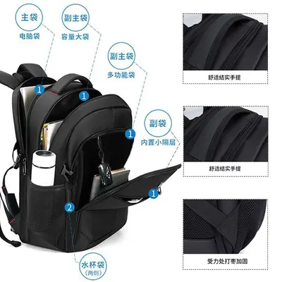 Men's Business Backpack, Large Capacity, Short Trip Luggage Backpack - 2