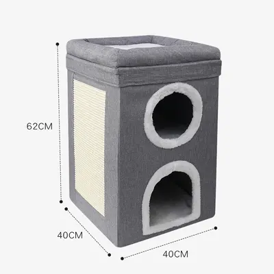 Foldable Winter Cat Bed with Three-Layer Sisal Scratching Surface - 11