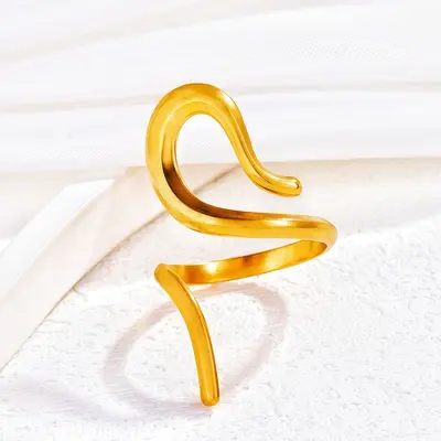 Stainless steel ring, 18K gold plated, minimalist design - 10
