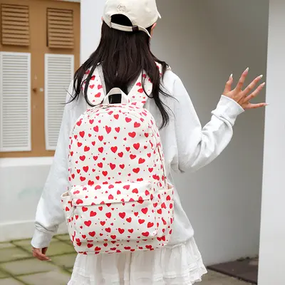 Corduroy Printed Teen Backpack with Laptop Compartment - 4