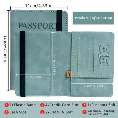 Sınır ötesi PU deri kartlık pasaportluk RFID pasaport çantası kılıfı Seyahat cüzdanı çok fonksiyonlu belge çantası toptan