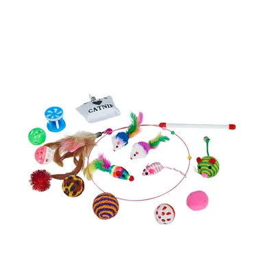 16-Piece Cat Toy Set with Plush Mouse and Sisal Ball - 7