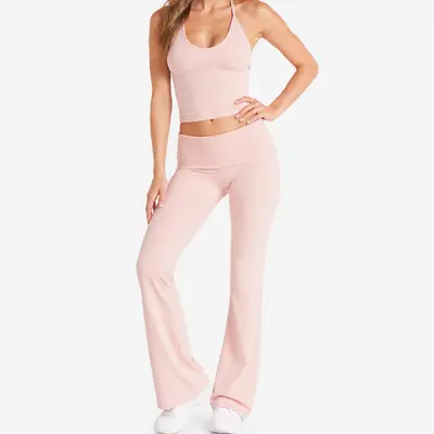 Women's Yoga Set Chest Pad High Waist Quick-Dry Flared Pants