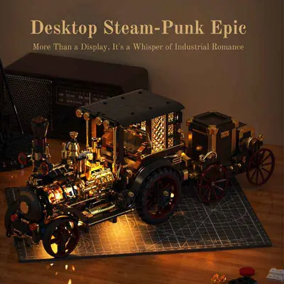 Huiji H1003 Retro Mechanical Steam Vintage Car Building Block Set, Educational Toy