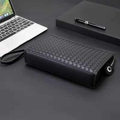 Herren-Clutch mit Webmuster, große Kapazität, Umschlag-Dokumententasche - 8