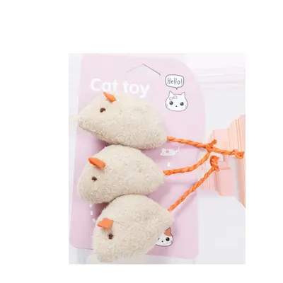 Realistic Plush Mouse Cat Toy with Catnip, 3-Piece Set - 4