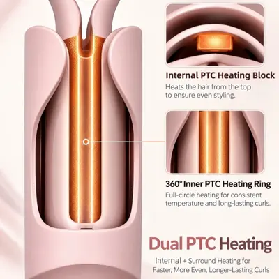 Doppel-PTC Automatischer Lockenstab, konstante Temperatur, Links-Rechts-Drehung, Wellenfor