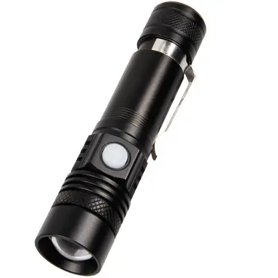 T6 Rechargeable Aluminum Alloy LED Flashlight, Powerful Light, Zoom, Long Range - 7