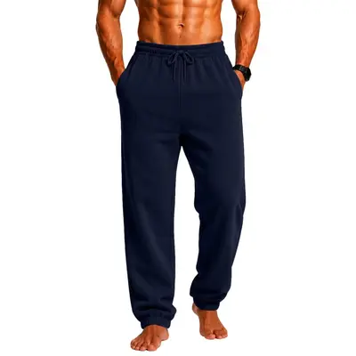 Men's Solid Color Sweatpants, Elastic Waist with Drawstring, Plus Size - 13