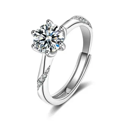 Sechszackiger Moissanit-Ring, Verlobung, Paarstil - 6