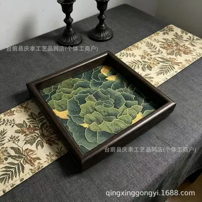 Purple Peony Square Decorative Tray, Art Tea Tray - 13