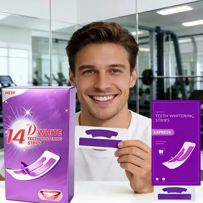 14D purple teeth whitening strips, peroxide-free advanced formula