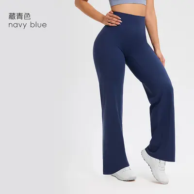Damen-Yogahose, lang, hohe Taille, gerades Bein, locker geschnitten - 13
