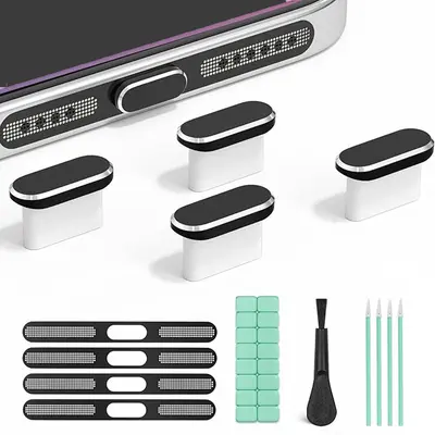 Telefon Toz Koruma Ağı USB C Toz Kapağı iPhone 15/16/17 için Toz Koruma Temizleme Seti