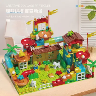Building Block Set with Slide Track and Marble Run, Ages 3-6 - 2