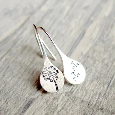 S925 silver dandelion design earrings - 4