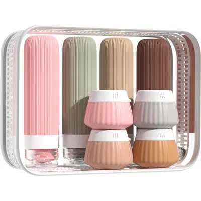 Auslaufsicheres Silikon-Umfüllflaschen-Set, 8-teilig, mehrfarbig