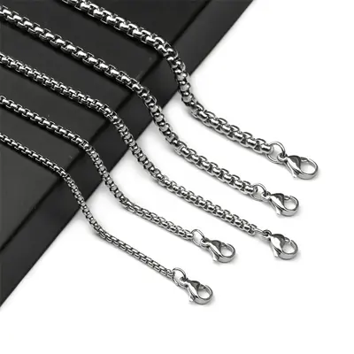Stainless Steel Square Pearl Necklace with Thick Titanium Steel Snake Bone Chain for Men