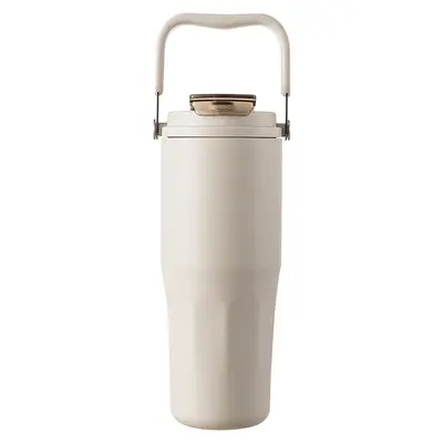 316 Stainless Steel Ceramic-Lined Insulated Tumbler, Large Capacity, With Straw