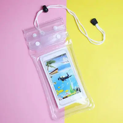 Three-Layer Waterproof Phone Bag with Air Cushion for Swimming and Rafting, Velcro Seal, T - 7