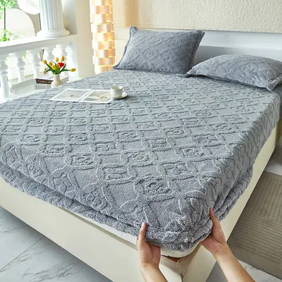 Thickened Fleece Fitted Sheet, Single Piece, Milk Velvet - 7