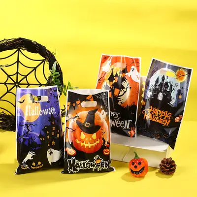 Ghost Pumpkin Halloween Candy Bag, Pearlescent Film Tote - 7