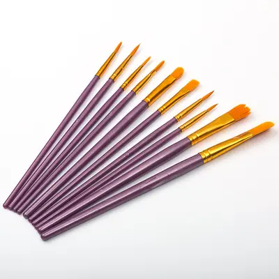 Yağlı Boya Fırça Seti, 10 Parça, Naylon Gouache ve Akrilik