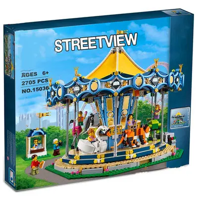 Amusement park building blocks carousel high-difficulty assembly - 9