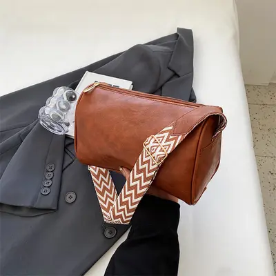 Women's Solid Color Retro Cylinder Shoulder Bag, Crossbody Strap - 9