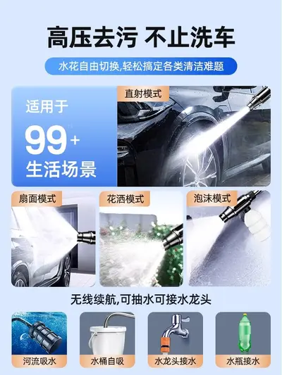 适用于洗车机高压水枪家用2026新款无线锂电池大功率强力增压清洗