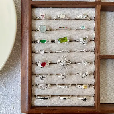 Lanzi Korean Fashion Jewelry Trending on Little Red Book and TikTok Women's Niche Designer Luxury Style Open Sterling Silver 925 Ring