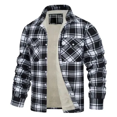 Herrenjacke mit Fleecefutter, Karomuster, lockere Passform