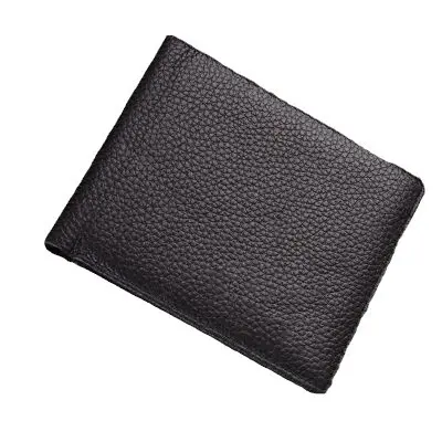 Echte kurze Herrenbrieftasche, ultradünn, quer, aus Leder - 6