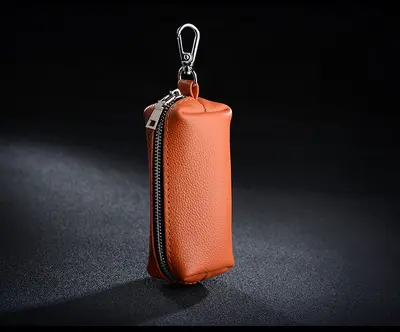 Men's Large Capacity Cowhide Key Case, Zippered, Universal - 8