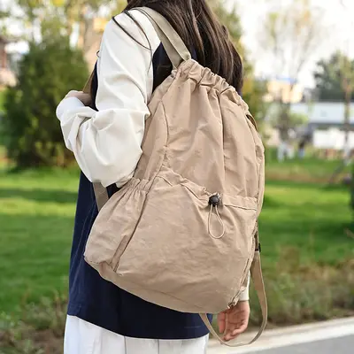 Waterproof Drawstring Backpack, Large Capacity Unisex School Bag - 4
