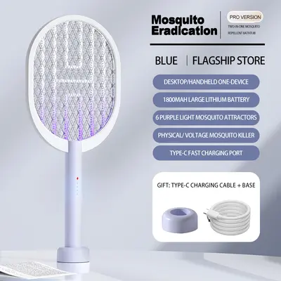 Cross-border new electric mosquito swatter rechargeable mosquito killer lamp household mosquito racket 2-in-1 automatic electric shock mosquito repellent wholesale - 8