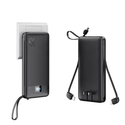Cross-Border Built-in Cable AC Plug Power Bank Super Fast Charging Mobile Power 10000mAh Custom Logo Gift