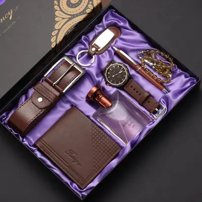 Herrengeschenkset Uhr Geldbörse Gürtel Parfüm Geschäftsgeschenke