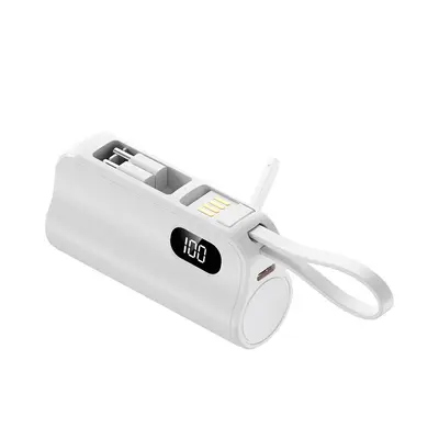 Mini-Kapsel-Powerbank 5000 mAh mit integriertem Kabel