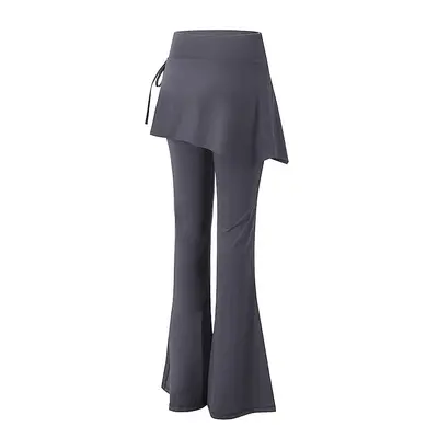 Kadın yüksek belli yoga pantolonu, sahte iki parça, mikro çan paça - 8