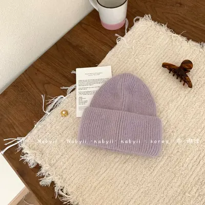 Angora Rabbit Fur Wool Knit Hat, Soft Multicolor Blogger Style - 10