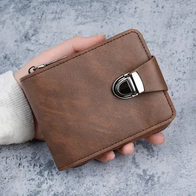 Kurze Herren-Geldbörse im Retro-Stil mit Schnappverschluss - 1