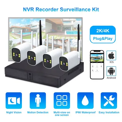 Sınır ötesi NVR sabit disk video kayıt cihazı seti icsee su geçirmez kamera fabrikası kablosuz yüksek çözünürlüklü CCTV izleme paketi - 3