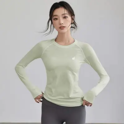 al女长袖跑步瑜伽服秋冬款修身显瘦高弹圆领运动训练速干健身服上 - 10
