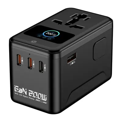 PD200W Digital Display GaN Fast Charging Universal Travel Plug Adapter - 7