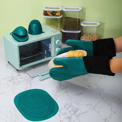 Amazons meistverkaufte Silikon-Baumwoll-Isolierhandschuhe, Mikrowellenhitzeschutz-Küchenhandschuhe, hitzebeständige verdickte Backhandschuhe