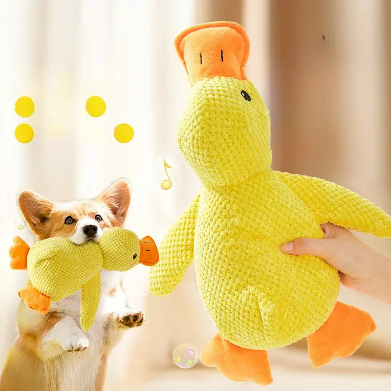 Kaufeste Quietsch-Plüschente als Hundespielzeug