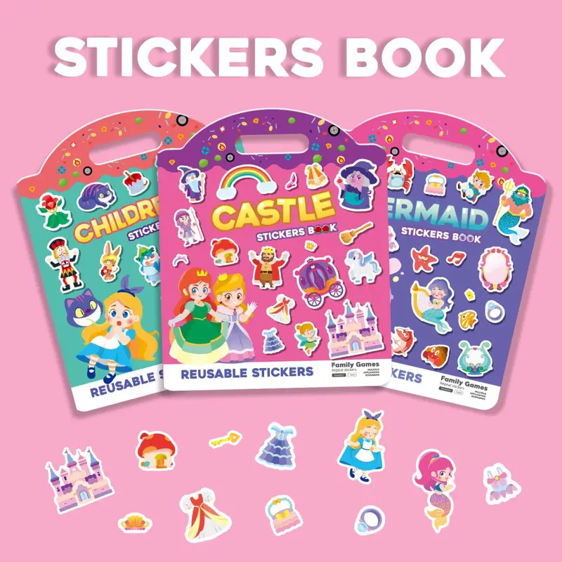Kinder-Stille-Stickerbuch DIY-Serie Cartoon Klebebild-Buch Früherziehung Lernspielzeug