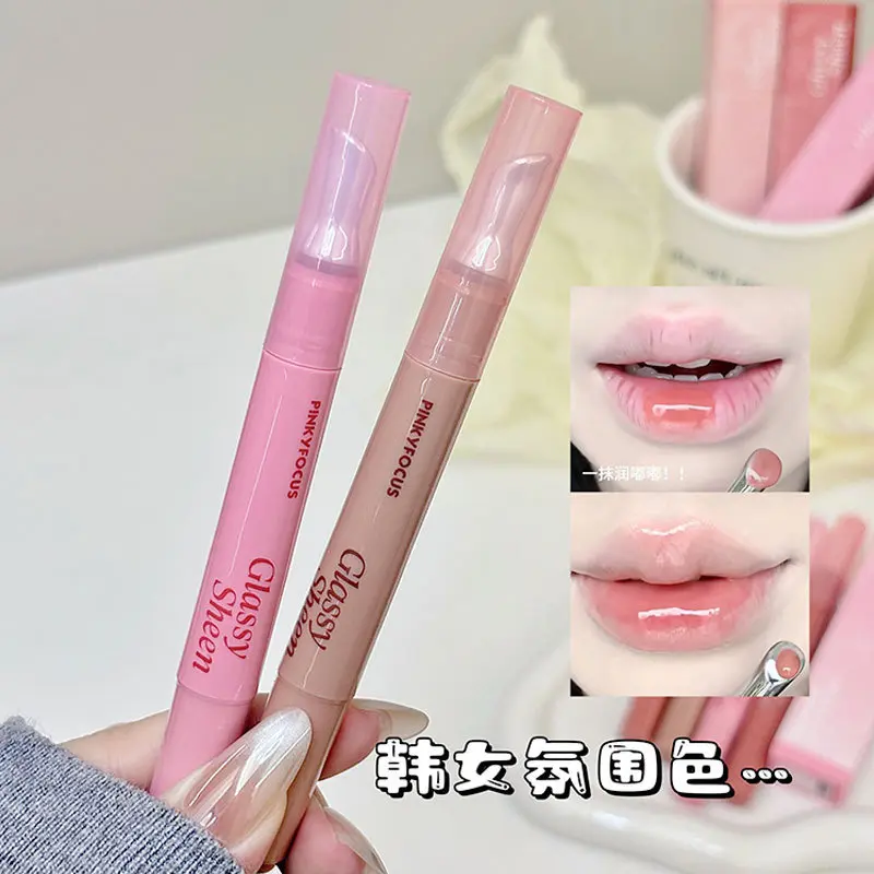 PINKYFOCUS Light Gel Ice-Clear Moisture Shine Lip Honey, Clear Water-Glow Mirror Gloss Lip Tint, Dudu Essence Honey, Cross-Border Beauty