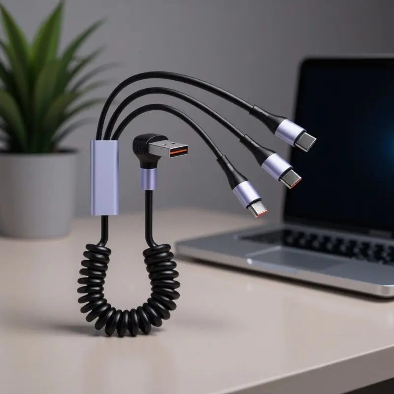 66W 3-in-1 flexible data cable, car charging, Type-C
